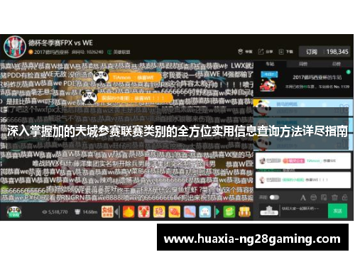 深入掌握加的夫城参赛联赛类别的全方位实用信息查询方法详尽指南